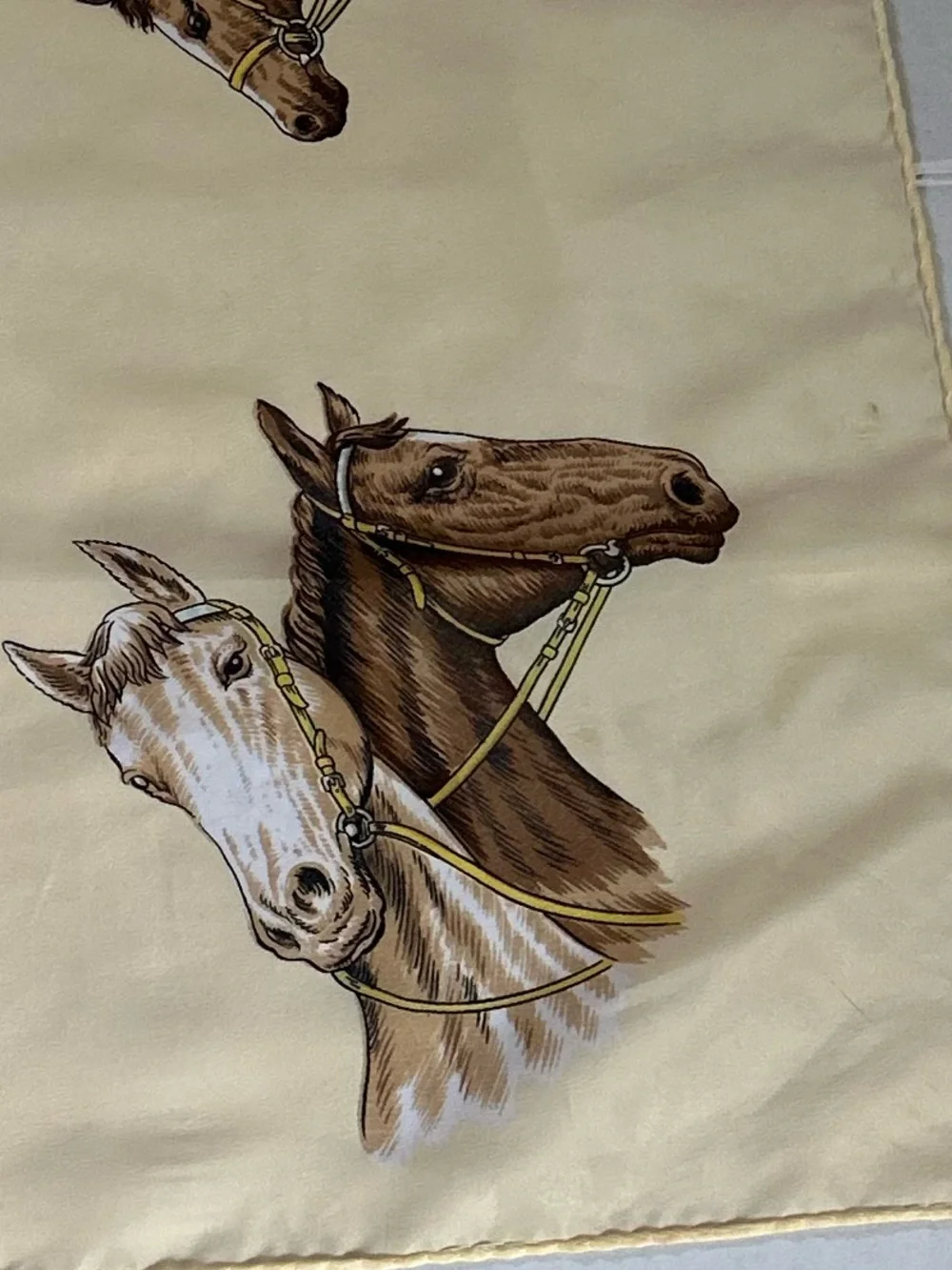 VTG 1960s MCM Equestrian Horse Head Square Scarf Acetate Silk Twill Style Japan